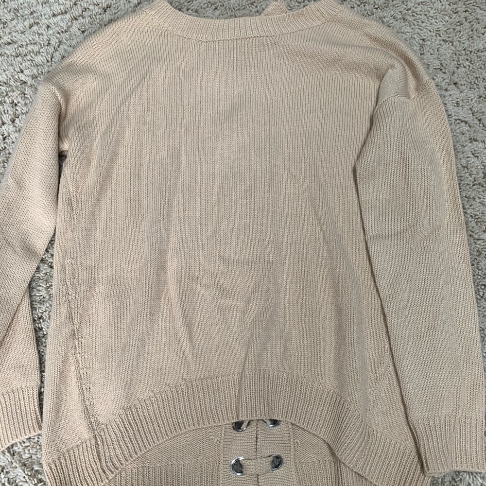 Cream Sweater with ties in the back